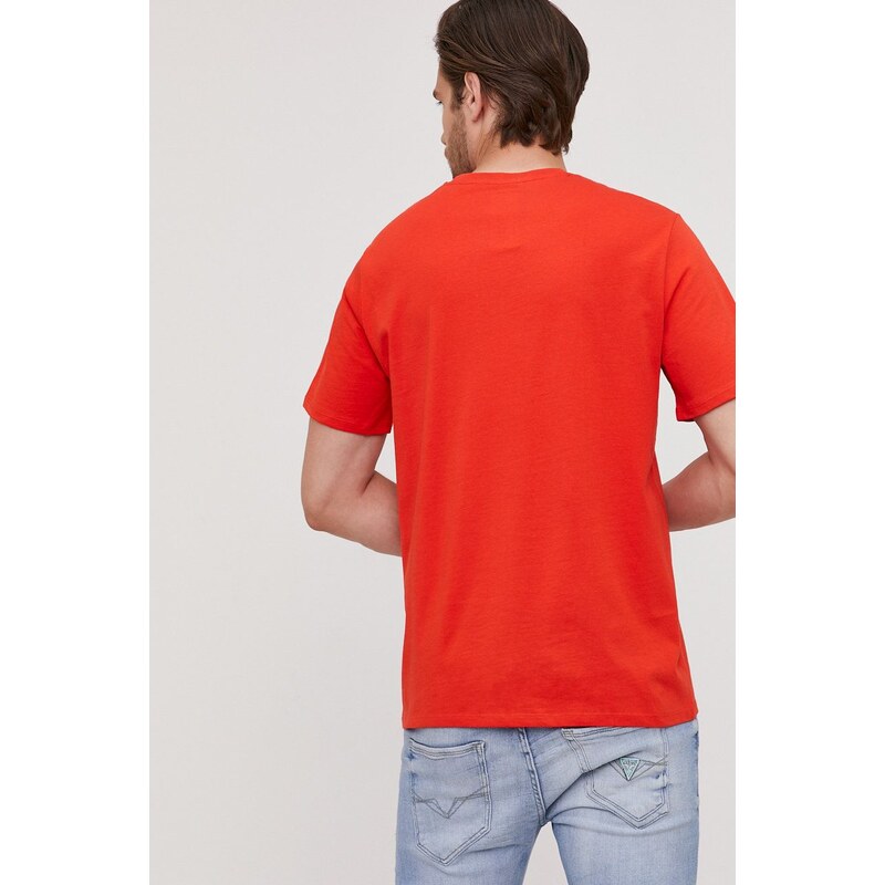Tričko Guess pánské, oranžová barva, s potiskem