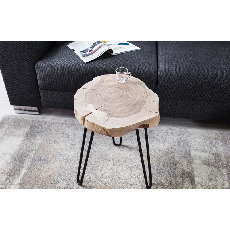 Moebel Living Masivní akátový odkládací stolek Gosen 40 cm