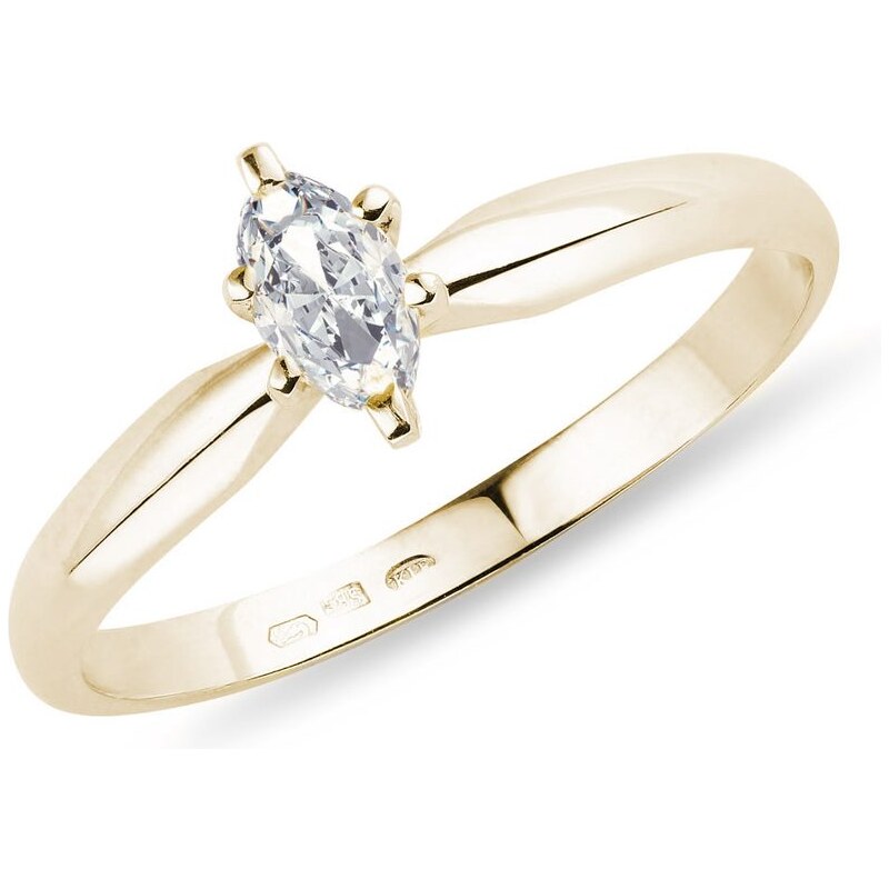 Zlatý prsten s diamantem markýza KLENOTA k0284013