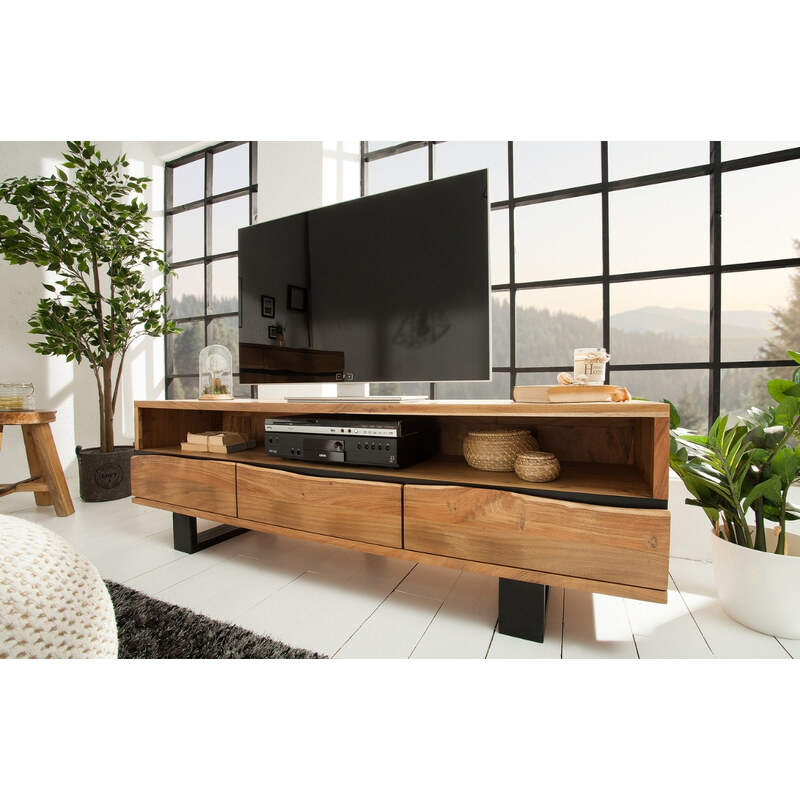 Moebel Living Masivní akátový TV stolek Holz 160 x 41 cm