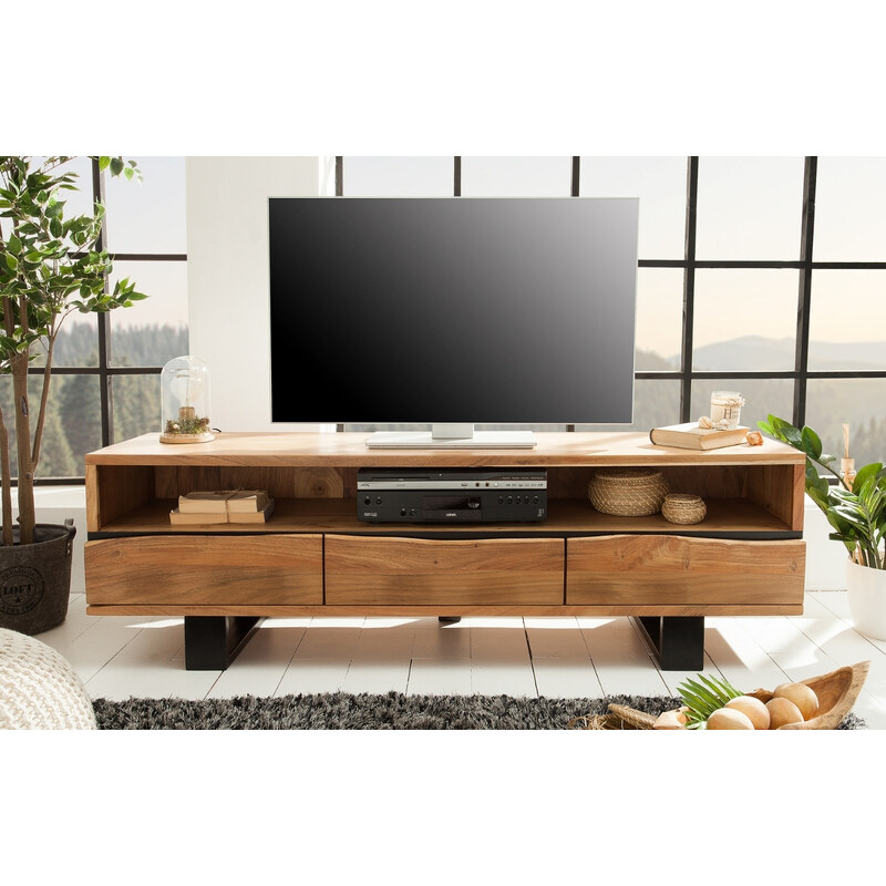 Moebel Living Masivní akátový TV stolek Holz 160 x 41 cm