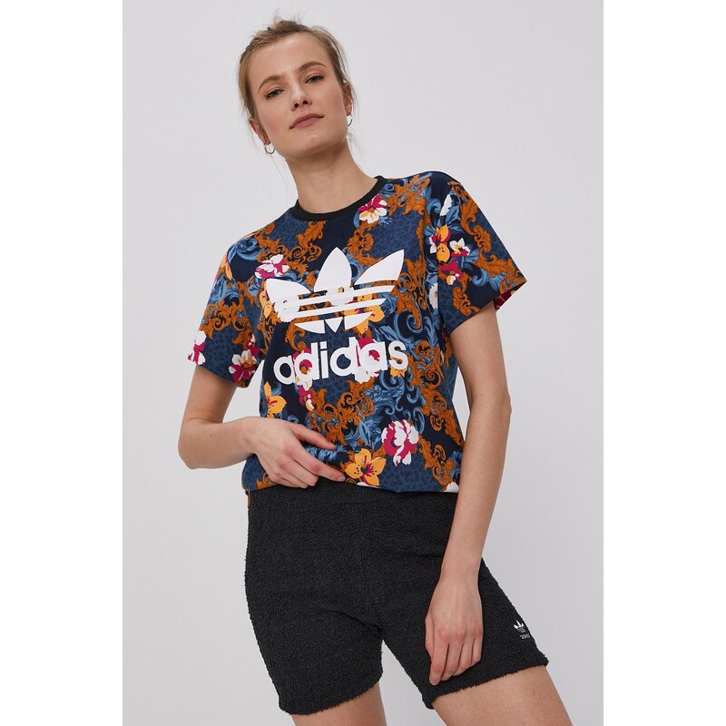 Kraťasy adidas Originals H18836 dámské, černá barva, hladké, high waist, H18836-BLACK