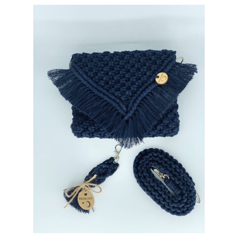 BRIMOON Kabelka crossbody macramé modrá