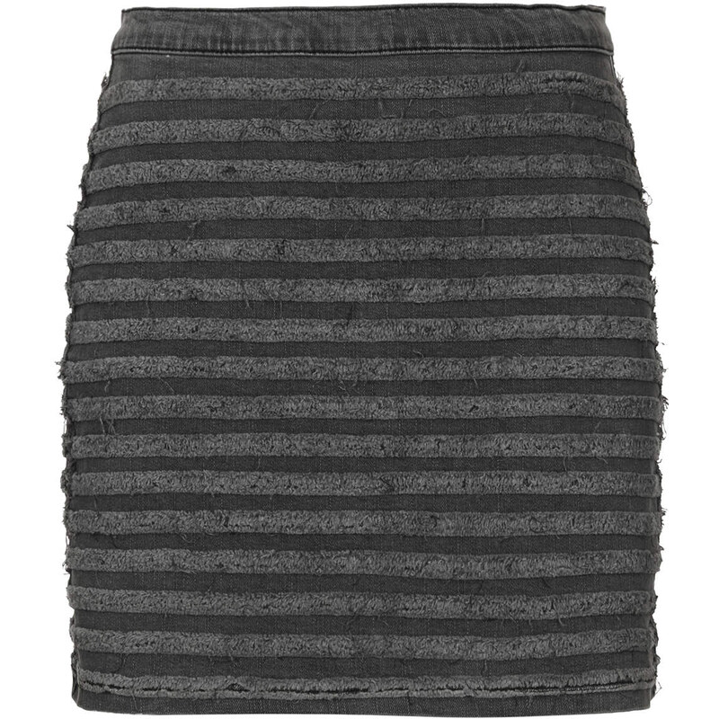 Topshop MOTO Frayed Stripe Denim Skirt