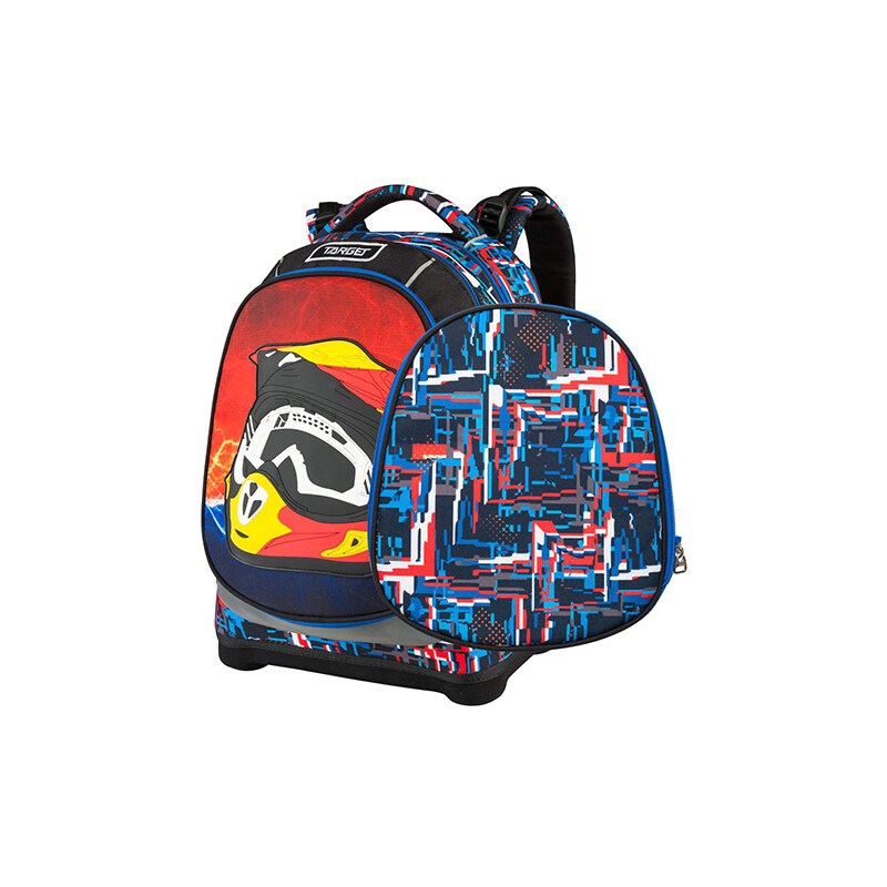 Školní batoh Target Motorkářská helma, červeno-modré vzory