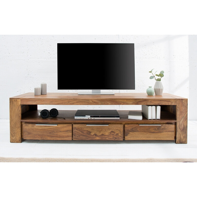 Moebel Living Masivní sheeshamový TV stolek Kent 170x47 cm