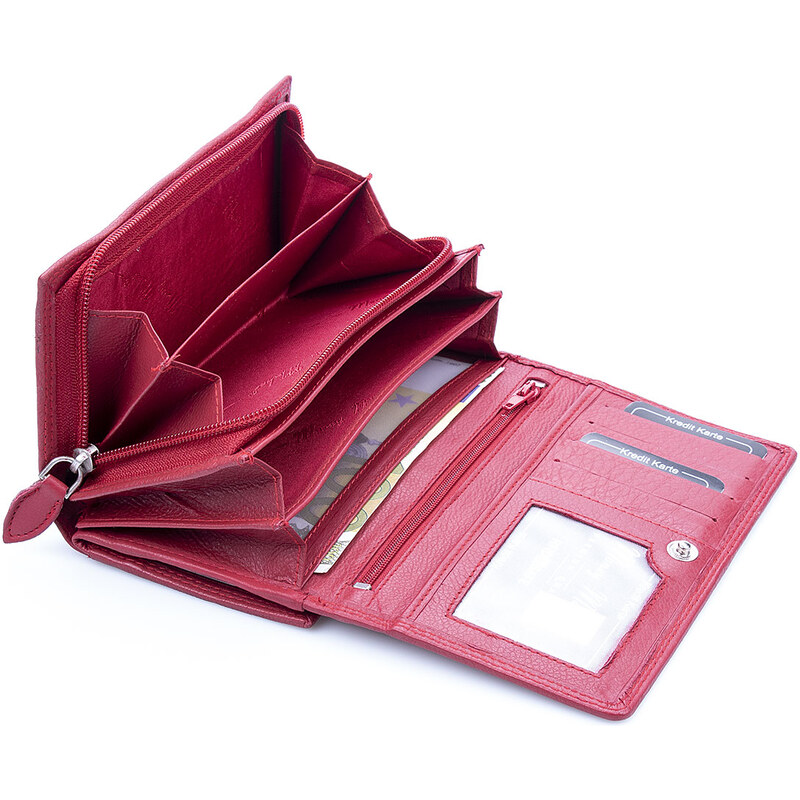 Money Maker Kvalitní dámská kožená peněženka 12137B červená