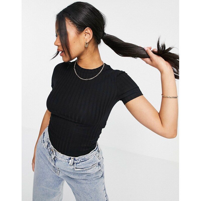 ASOS DESIGN slim fit t-shirt in rib in black 100033068