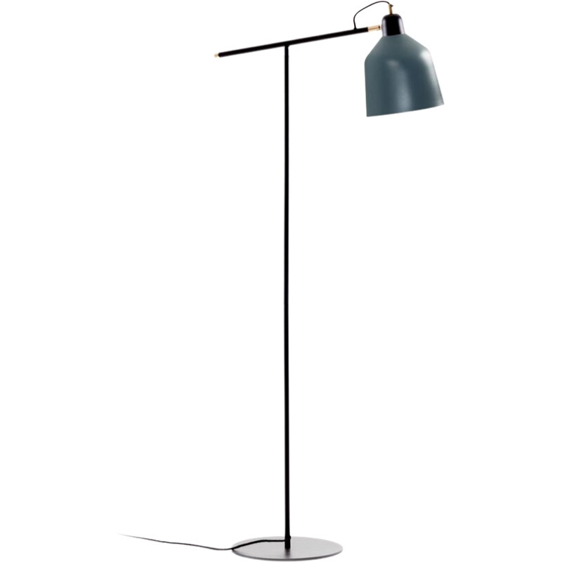 Modro-šedá kovová stojací lampa Kave Home Olimpia 147 cm