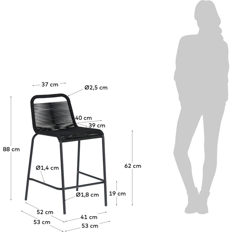 Černá pletená barová židle Kave Home Lambton 62 cm