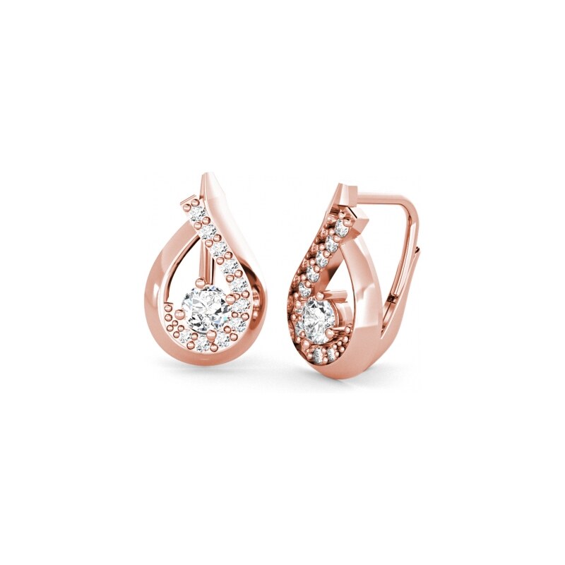 Couple, Elegantní náušnice Tear, růžové zlato se zirkony, 585-66-3 114264369