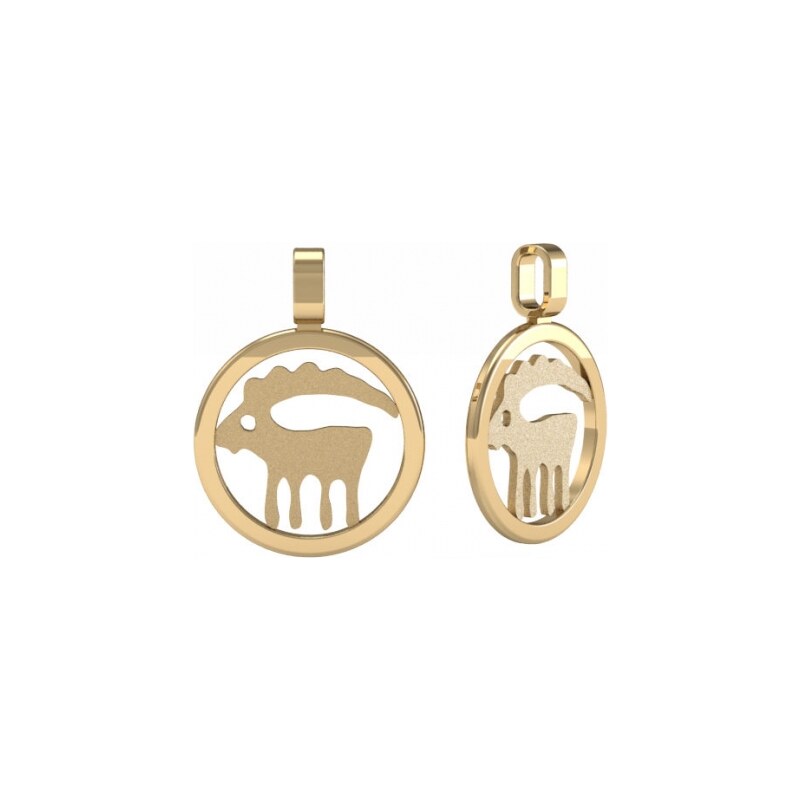 Couple, Moderní přívěsek Znamení ve žlutém zlatě, Symbol: Rak,