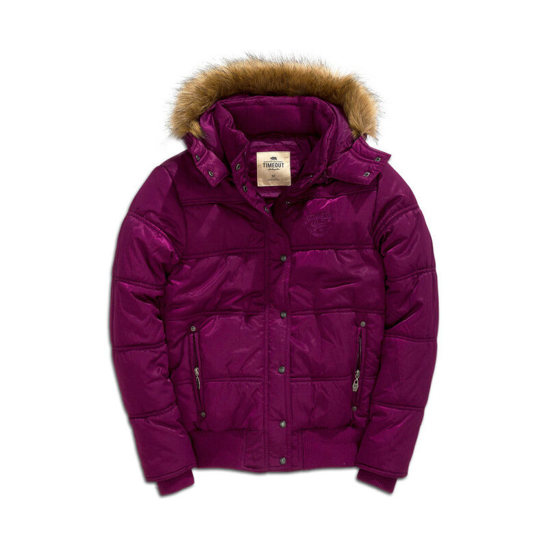 Dámská zimní fialová bunda s kožíškem Timeout