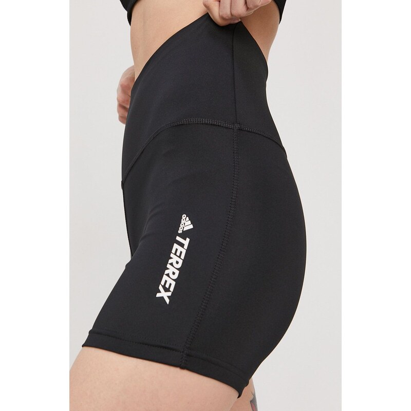 Kraťasy adidas Performance GQ1369 dámské, černá barva, s potiskem, high waist