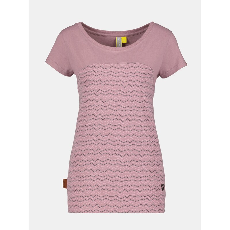 Růžové dámské vzorované tričko Alife and Kickin - Dámské