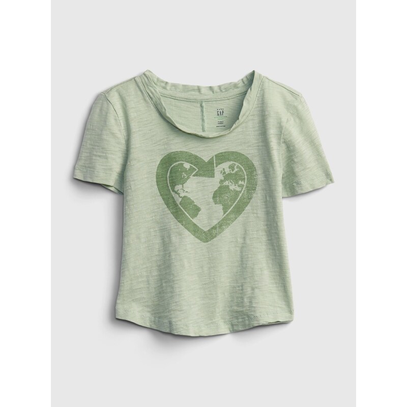 GAP Zelené holčičí dětské tričko gen good graphic t-shirt