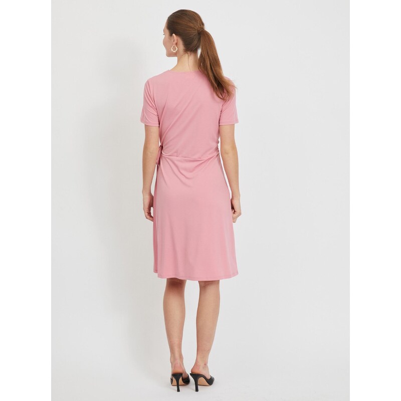 Růžové zavinovací šaty VILA Nayeli - Dámské