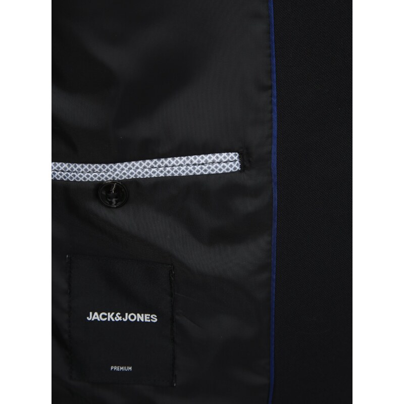 Černé pánské sako s příměsí vlny Jack & Jones Solaris - Pánské