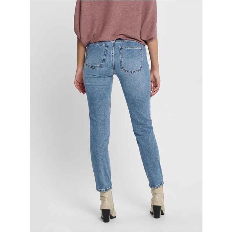 Modré zkrácené straight fit džíny ONLY Emily - Dámské