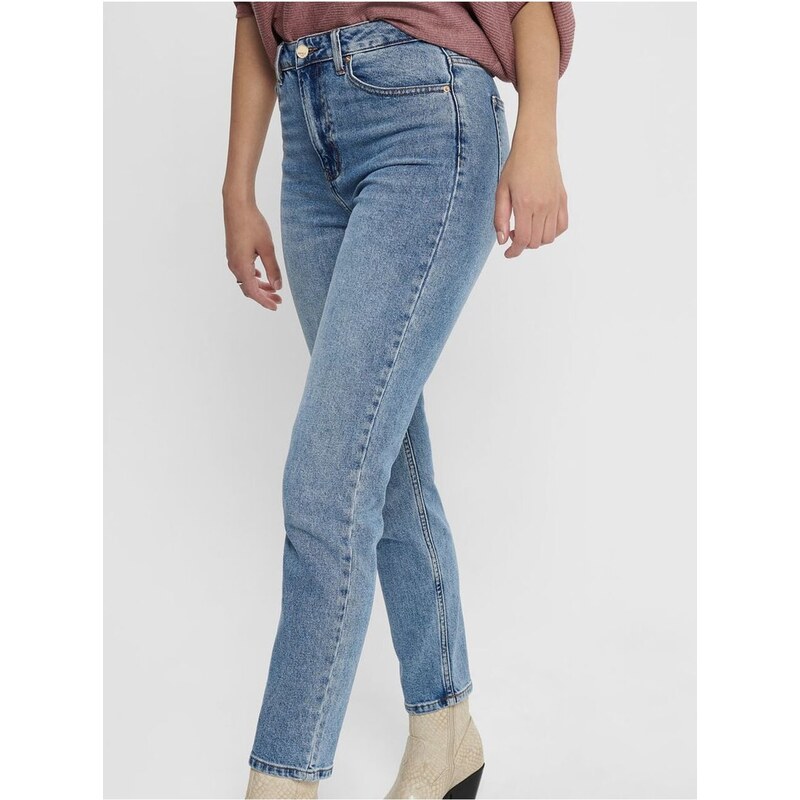 Modré zkrácené straight fit džíny ONLY Emily - Dámské