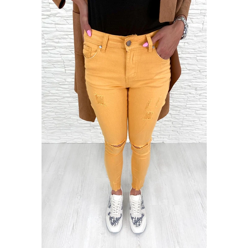 P.O.P. SEVEN Žluté skinny jeans T631-5 - GLAMI.cz