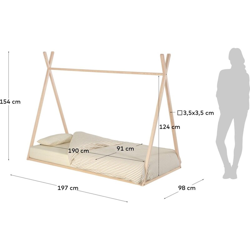 Dřevěná dětská postel Kave Home Maralis 90 x 190 cm