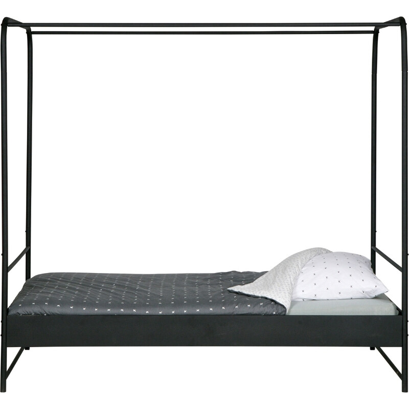 Hoorns Černá kovová jednolůžková postel Alma, 120x200 cm