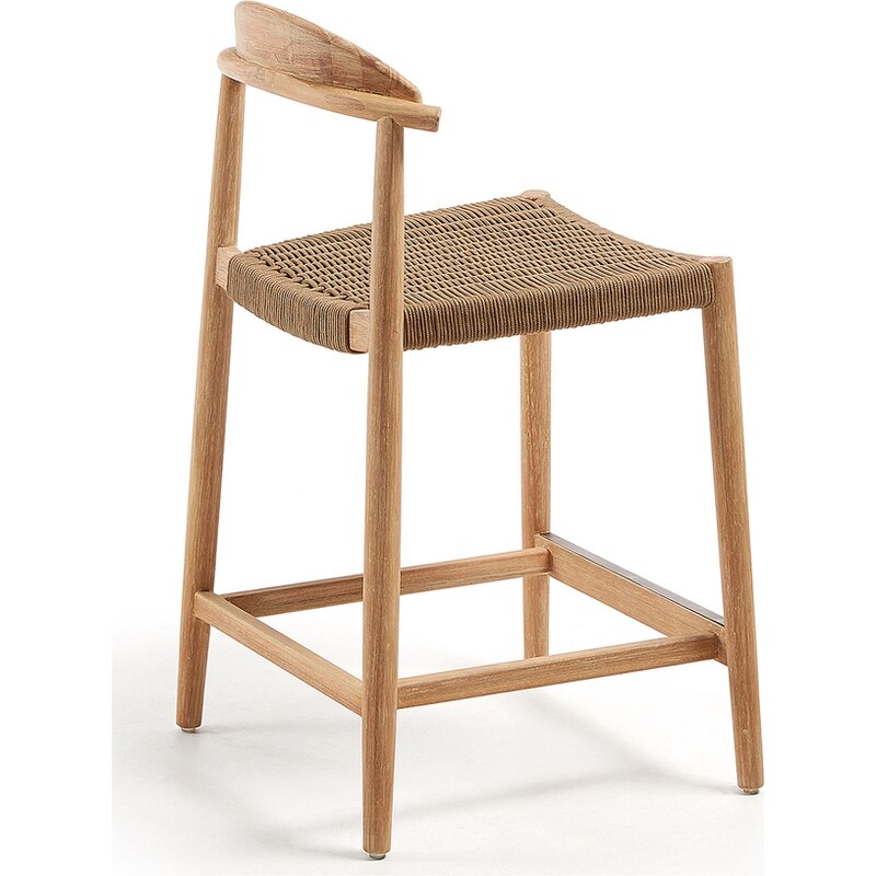Dřevěná barová židle Kave Home Nina 62 cm s hnědým výpletem