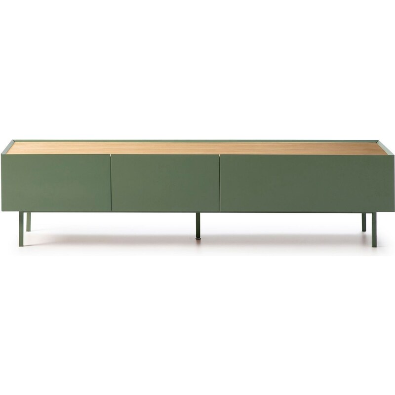 Světle zelený dubový TV stolek Teulat Arista 180 x 40 cm