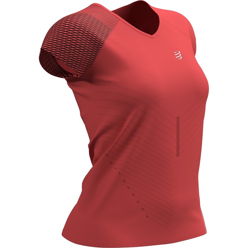 Běžecké tričko Compressport PERFORMANCE SS TSHIRT - korálové