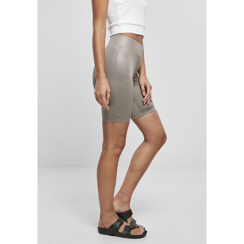 URBAN CLASSICS Ladies Synthetic Leather Cycle Shorts - asphalt