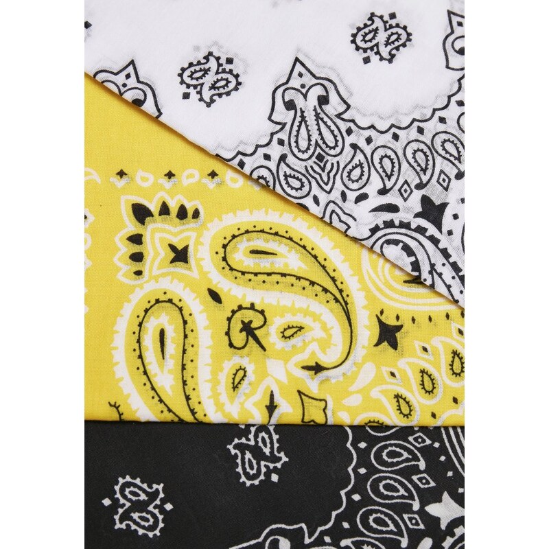 URBAN CLASSICS Multicolor Bandana 3-Pack - black+yellow+white