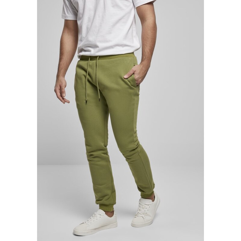 Pánské tepláky Urban Classics Organic Basic Sweatpants - zelené