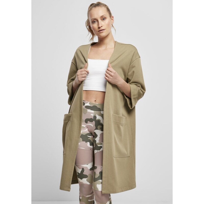 URBAN CLASSICS Ladies Oversized Terry Cardigan - khaki