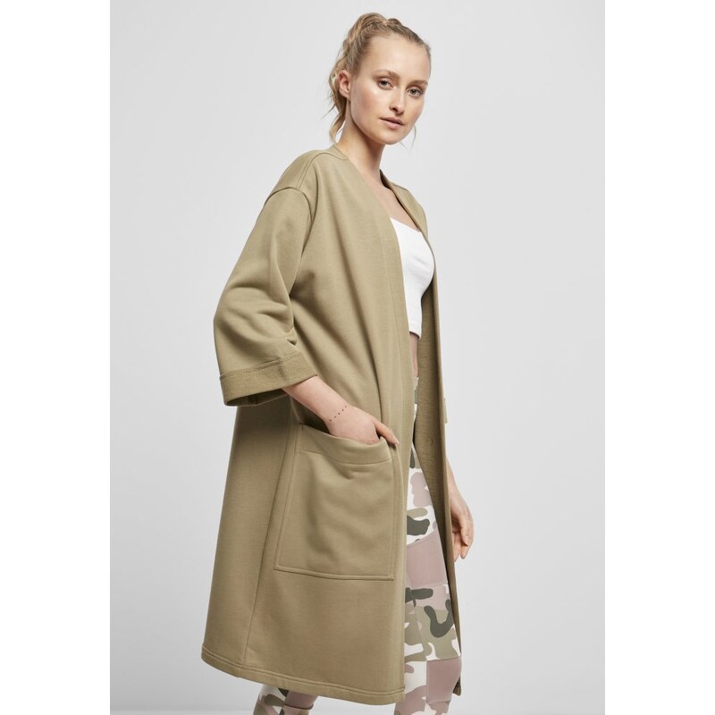 URBAN CLASSICS Ladies Oversized Terry Cardigan - khaki