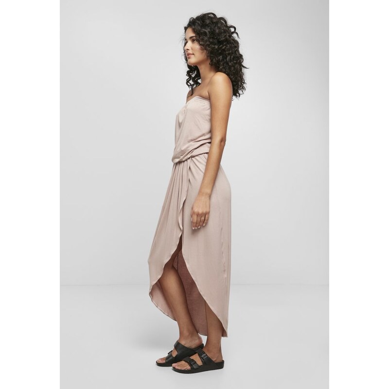 Šaty Urban Classics Ladies Viscose Bandeau Dress - duskrose