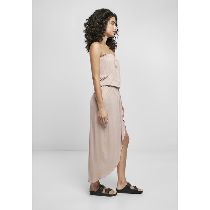 Šaty Urban Classics Ladies Viscose Bandeau Dress - duskrose
