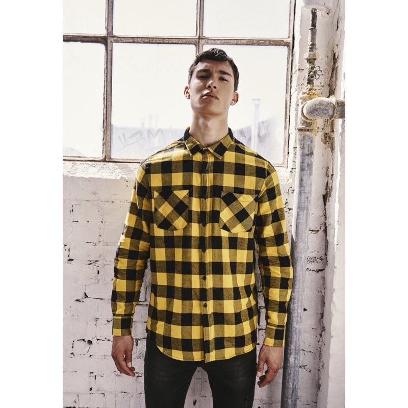 Pánská košile Urban Classics Checked Flanell Shirt - černá,žlutá