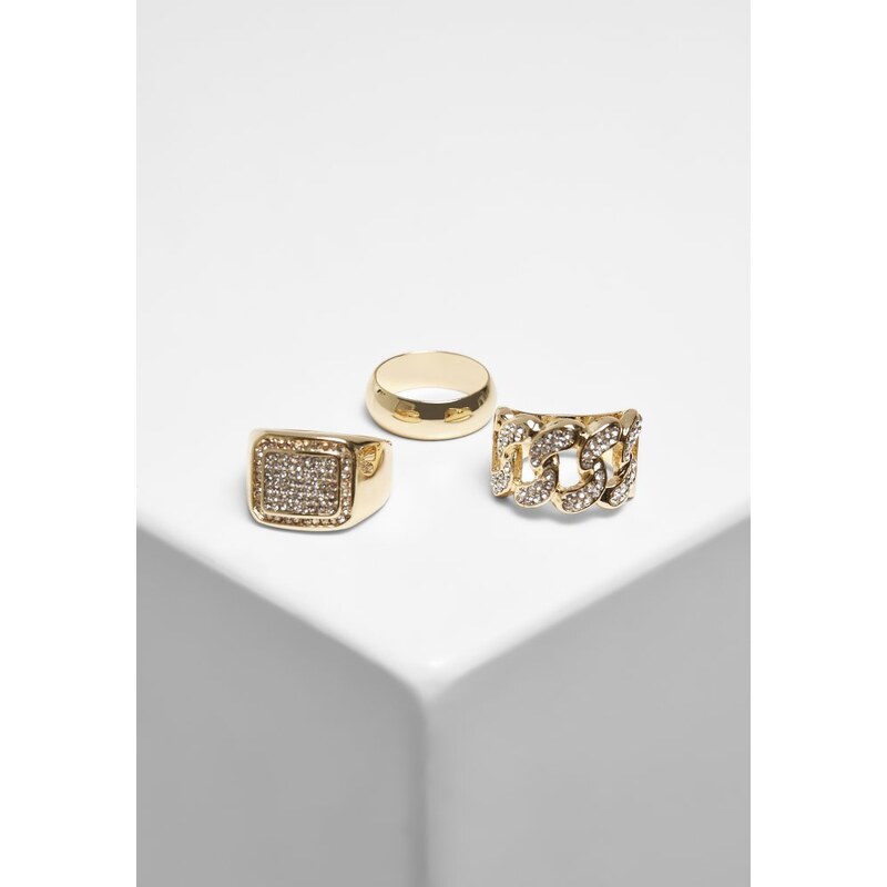 URBAN CLASSICS Diamond Ring 3-Pack gold