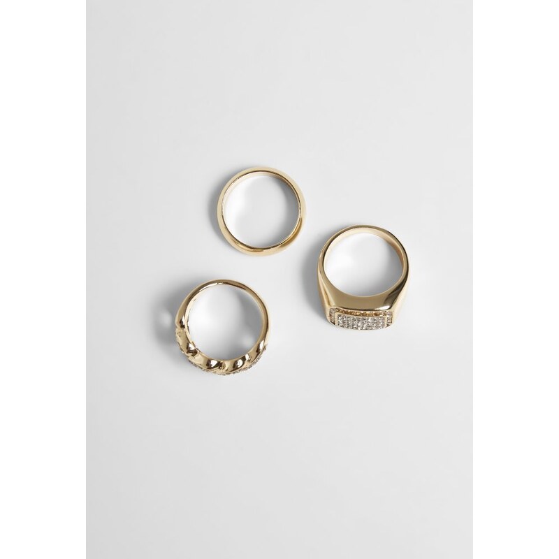 URBAN CLASSICS Diamond Ring 3-Pack gold