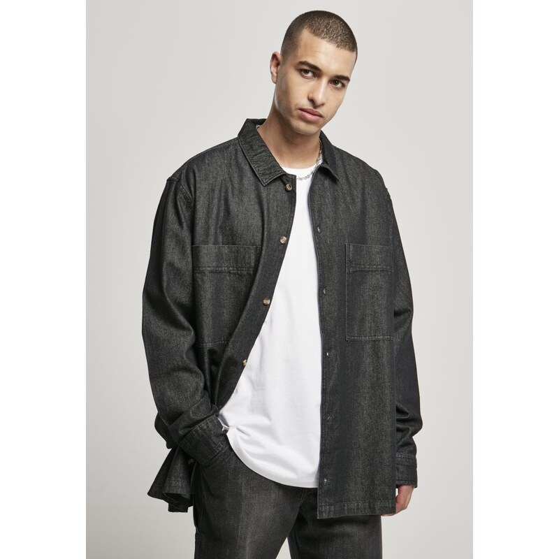 Košile Urban Classics Oversized Denim Shirt - black stone washed