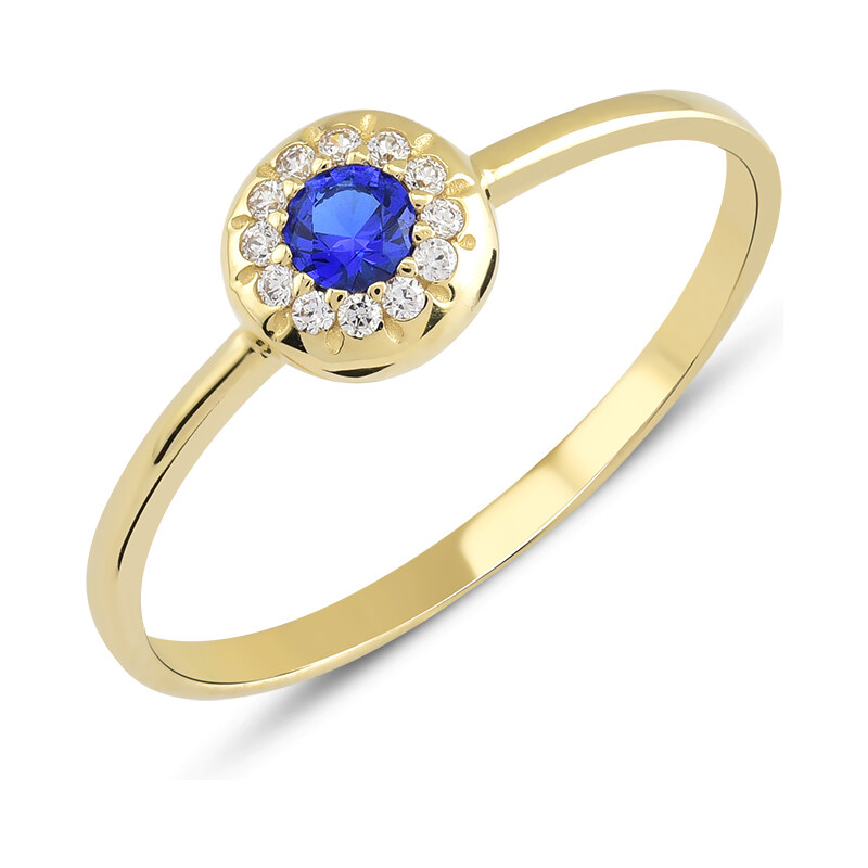 Lillian Vassago Zlatý prsten se safírem a zirkony LLV22-GR019YS
