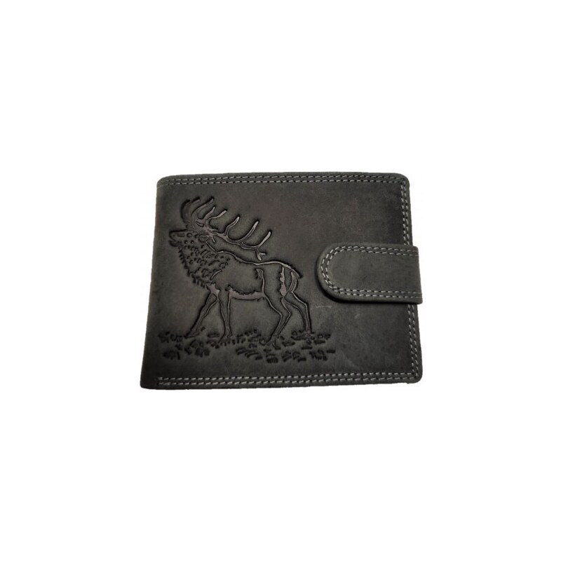Lovecká šedá kožená peněženka jelen