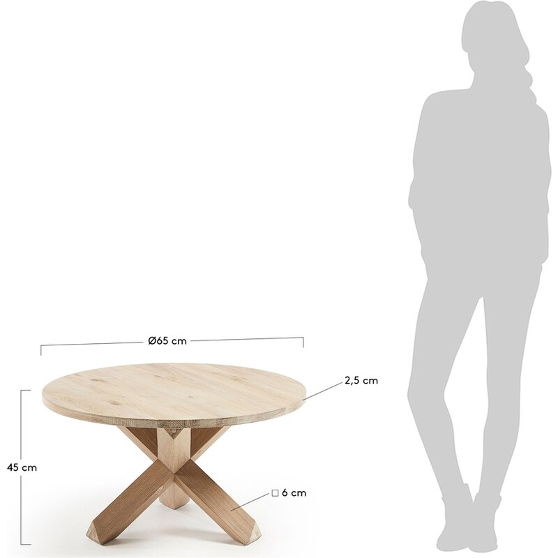 Dubový kulatý konferenční stolek Kave Home Lotus 65 cm