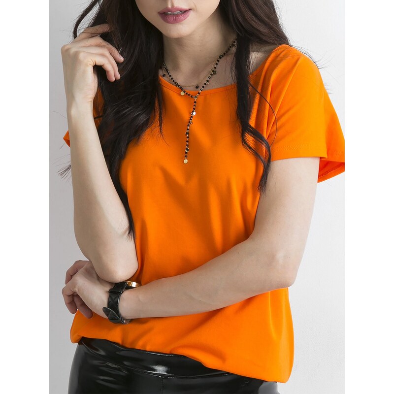 Fashionhunters Základní oranžové tričko