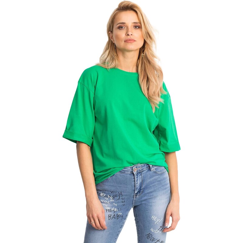 BASIC Dámské zelené tričko -dark green Zelená
