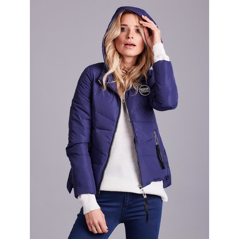 Fashionhunters Dámská bunda s kapucí - modrá
