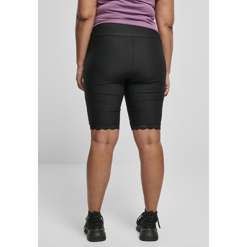 UC Ladies Dámské cyklistické šortky s vysokým pasem s krajkovým lemem černé