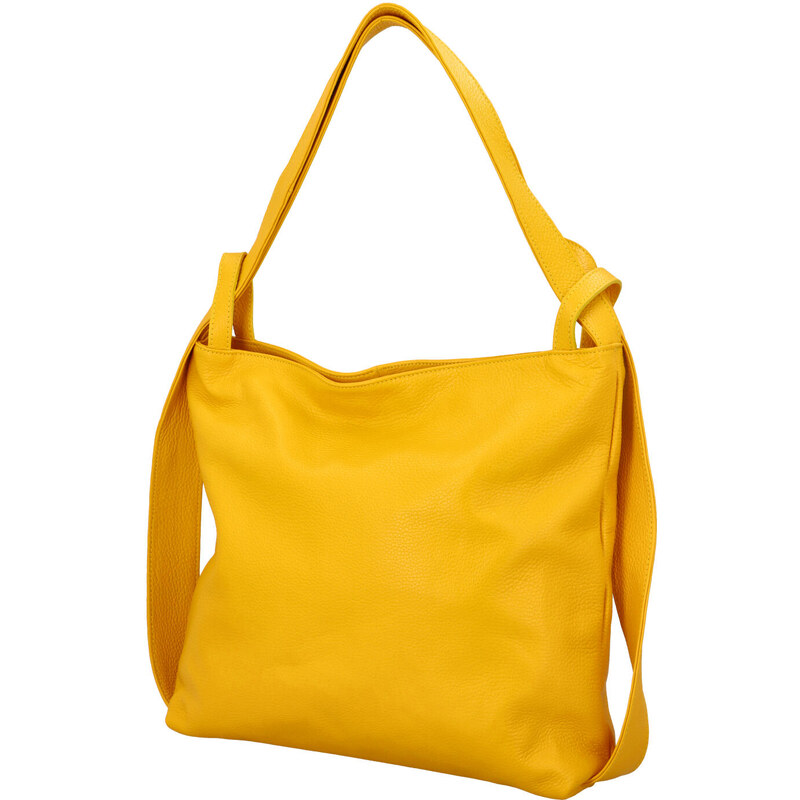 Delami Vera Pelle Stylová kožený kabelko batoh Becky, žlutá