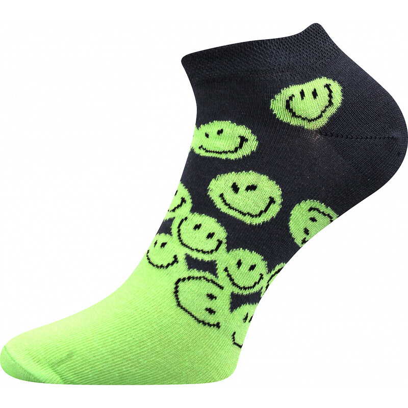 Boma ponožky Piki 30-34 (20-22) obrázek: smajlík, barva: tmavě šedá-zelená
